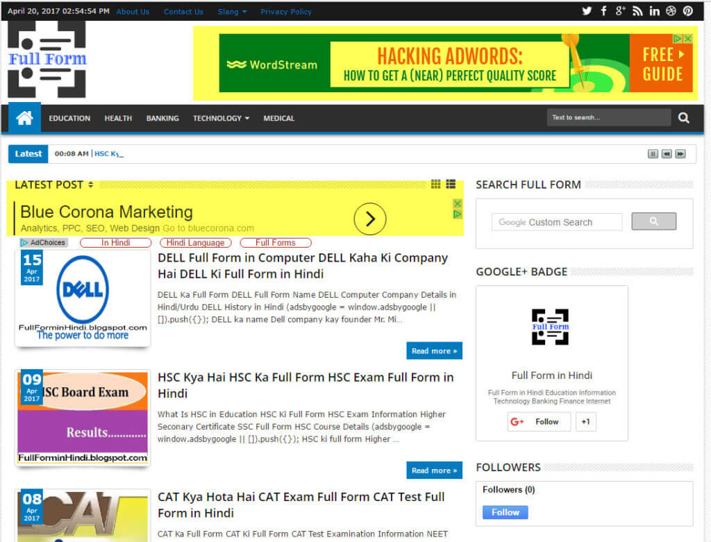 website affected by the google fred algorithm update