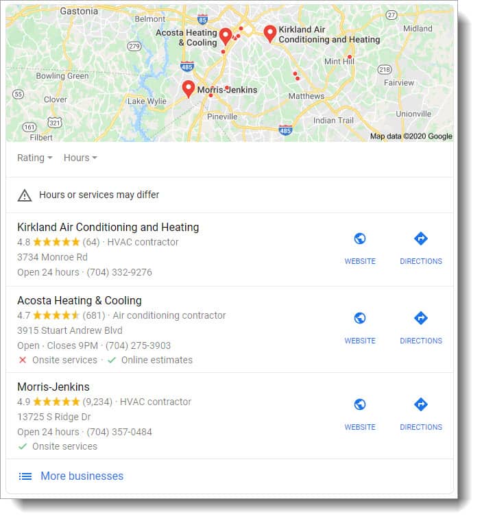 local seo services for home service companies - local pack