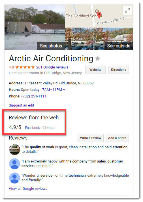 social SEO listing Facebook review