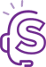 purple icon of a customer service rep with headset